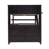 Full size Loft Bed with Drawers and Desk, Wooden Loft Bed with Shelves - Espresso(OLD SKU:LT000529AAP) Home Elegance USA