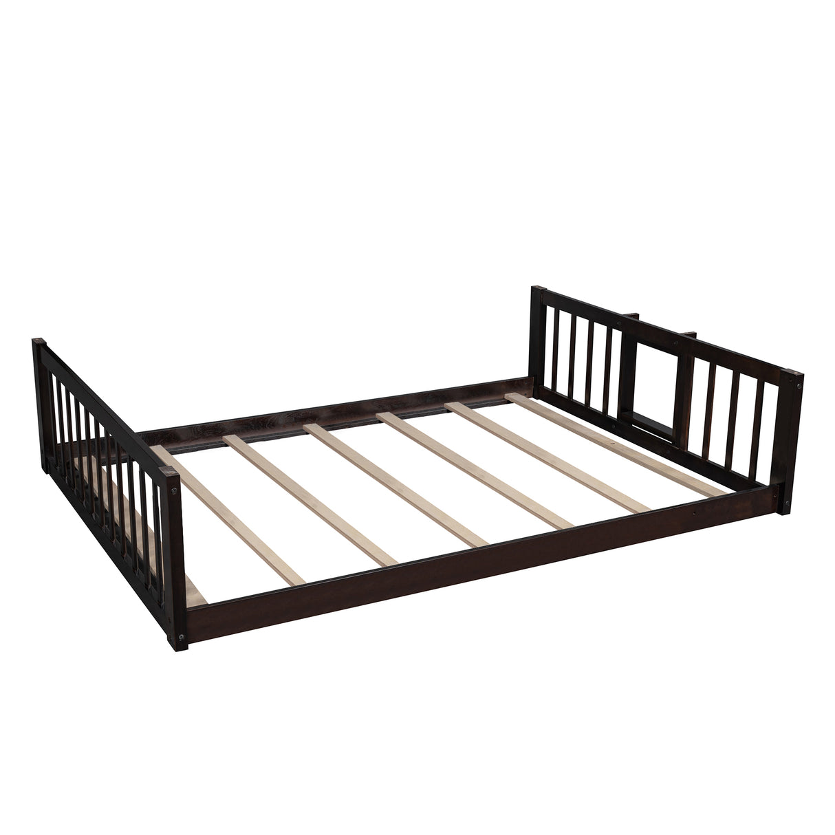 Full-Over-Full-Over-Full Triple Bed with Built-in Ladder and Slide , Triple Bunk Bed with Guardrails, Espresso(OLD SKU :LP000052AAP) - Home Elegance USA