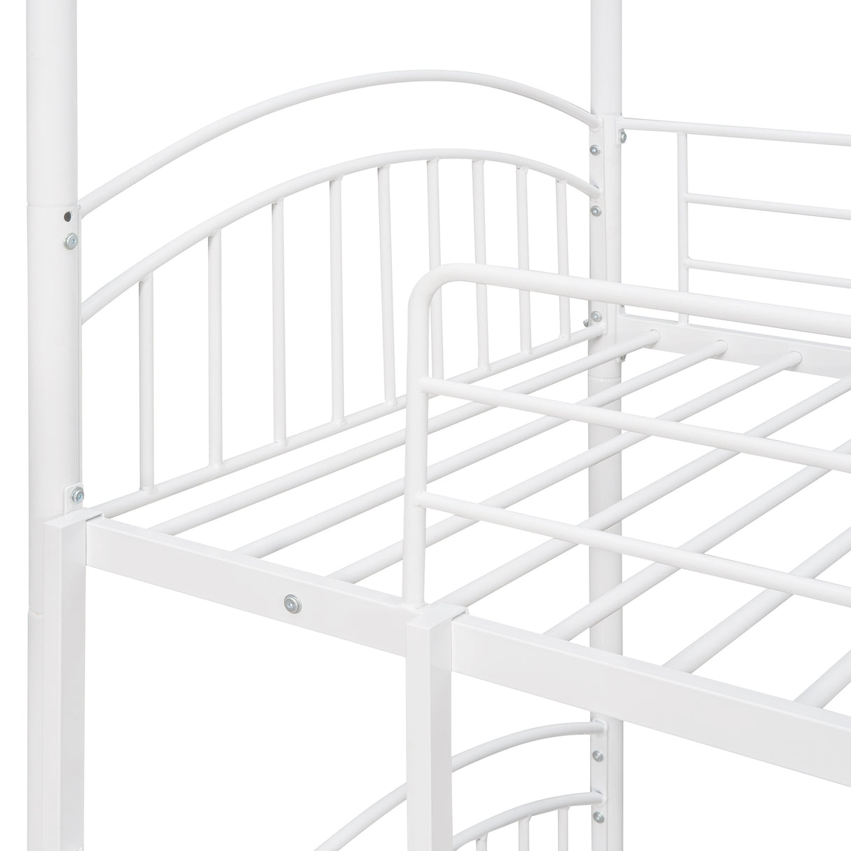 Twin Over Twin Metal Bunk Bed With Slide,Kids House Bed White - Home Elegance USA