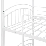 Twin Over Twin Metal Bunk Bed With Slide,Kids House Bed White - Home Elegance USA