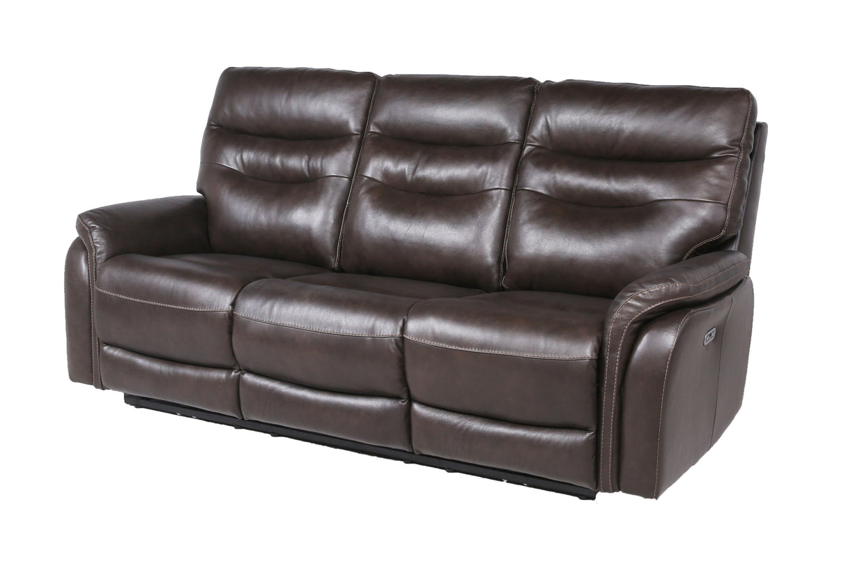 Top-Grain Leather Motion Sofa in Coffee - Contemporary Style, Reclining Footrests, USB Port Home Elegance USA