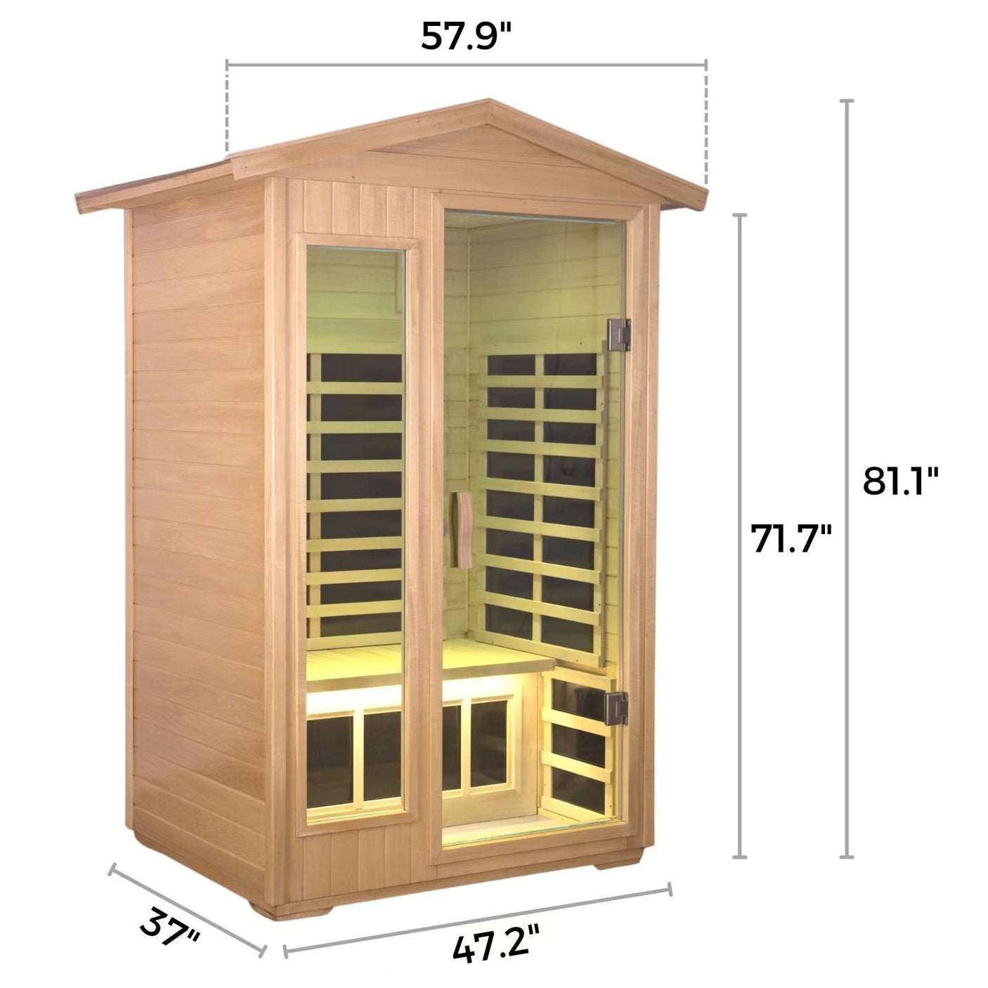 Two  Person Outdoor Basswood Far Infrared Sauna Room