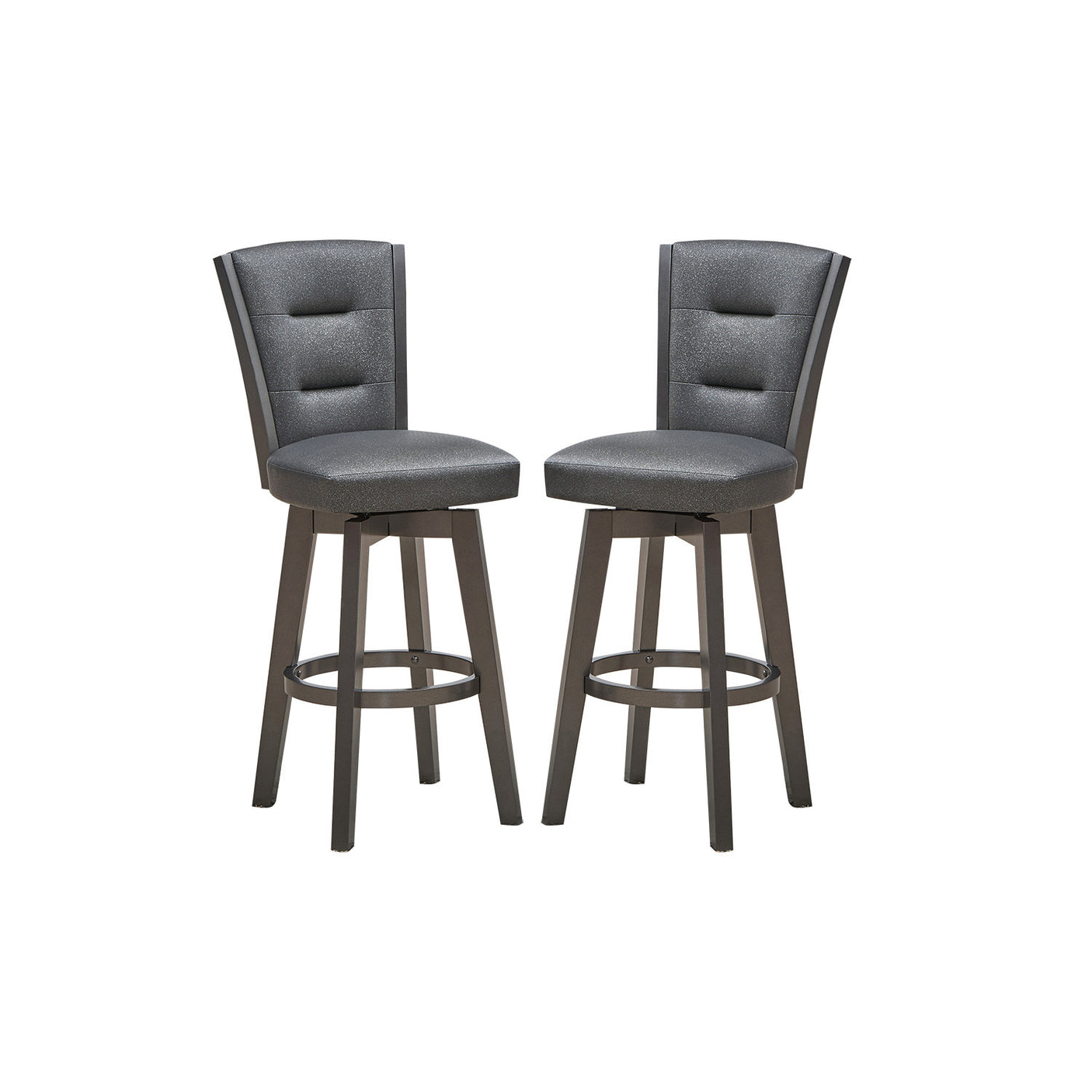 29" Seat Height Glitter Grey Faux Leather Bar Chairs, Set of 2 - Home Elegance USA