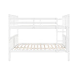 Full over Full Bunk Bed with Ladder for Bedroom, Guest Room Furniture-White(OLD SKU :LP000203AAK) - Home Elegance USA