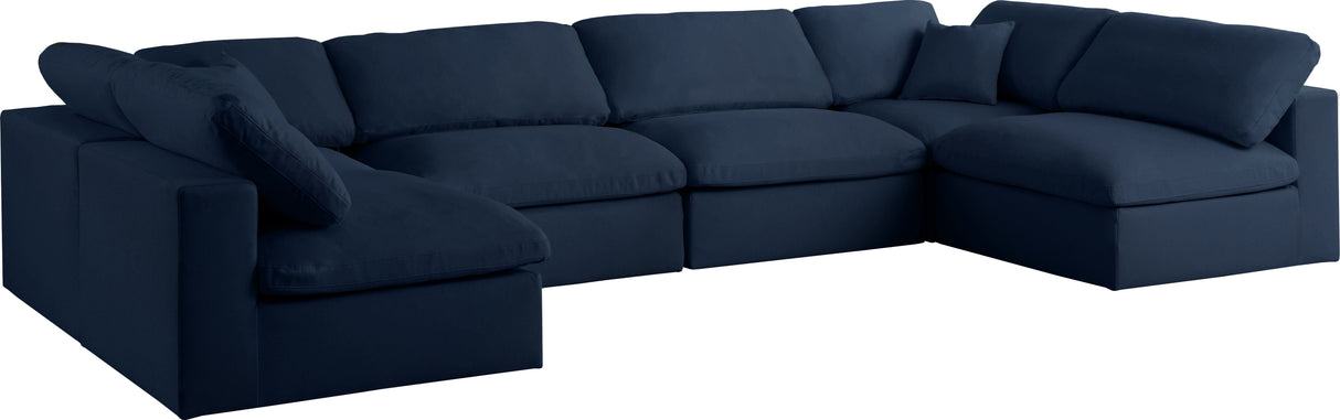 Serene - Cloud Modular Sectional 6 Piece - Navy - Fabric - Home Elegance USA