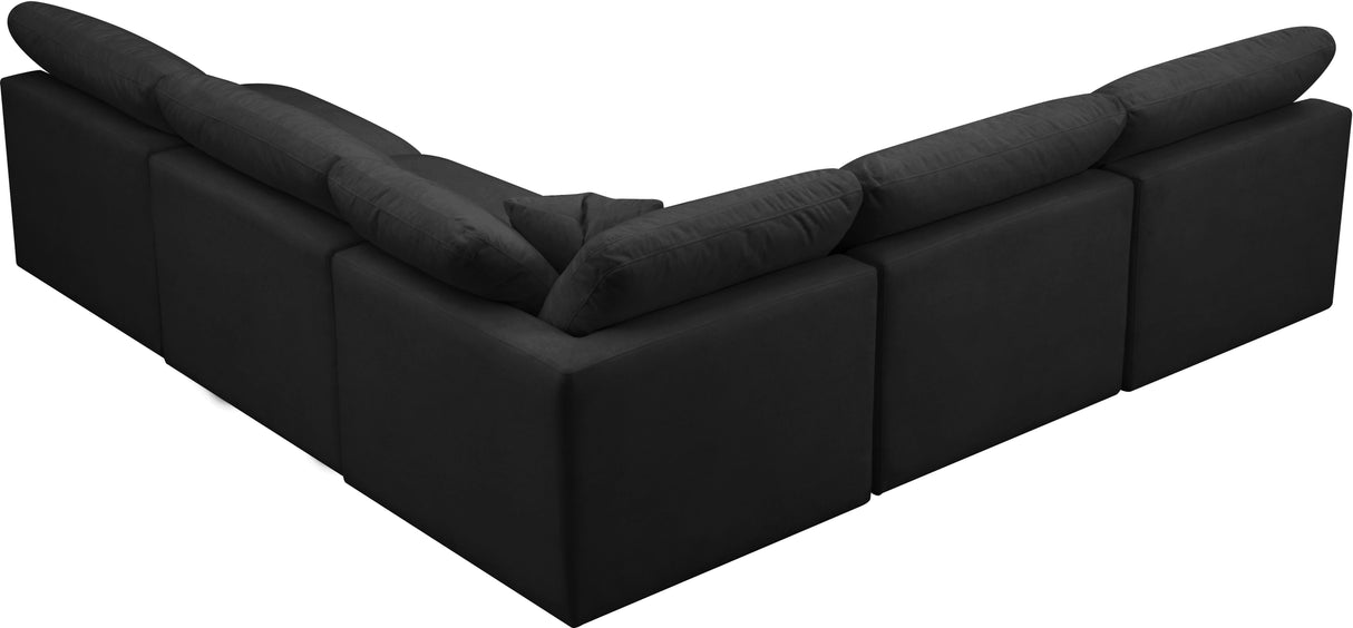 Plush - Cloud 5 Piece Modular Sectional - Black - Fabric - Home Elegance USA