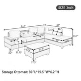Orisfur. Modern Sectional Sofa with Reversible Chaise, L Shaped Couch Set with Storage Ottoman and Two Cup Holders for Living Room - Home Elegance USA