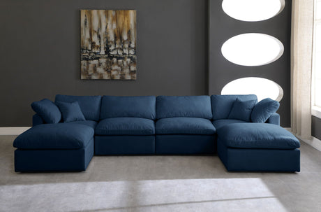 Plush - Cloud Modular Sectional Standart 6 Piece - Navy - Fabric - Modern & Contemporary - Home Elegance USA