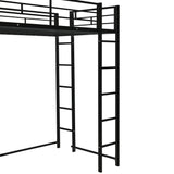 Twin Metal Loft Bed with 2 Shelves and one Desk ,BLACK(Old SKU: MF281206AAB)