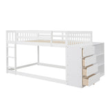 Full over Full Bunk Bed with 4 Drawers and 3 Shelves-White - Home Elegance USA