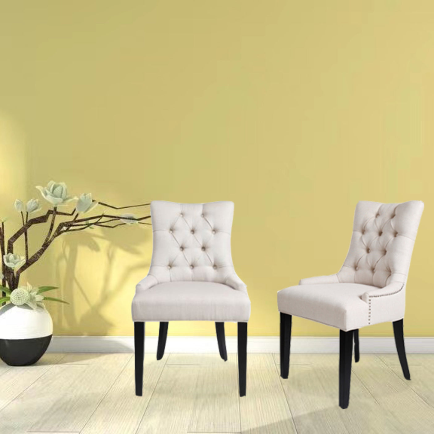 Dinng Chair Livingroom Chair with Bronze Nailhead（2 pcs set） - Home Elegance USA