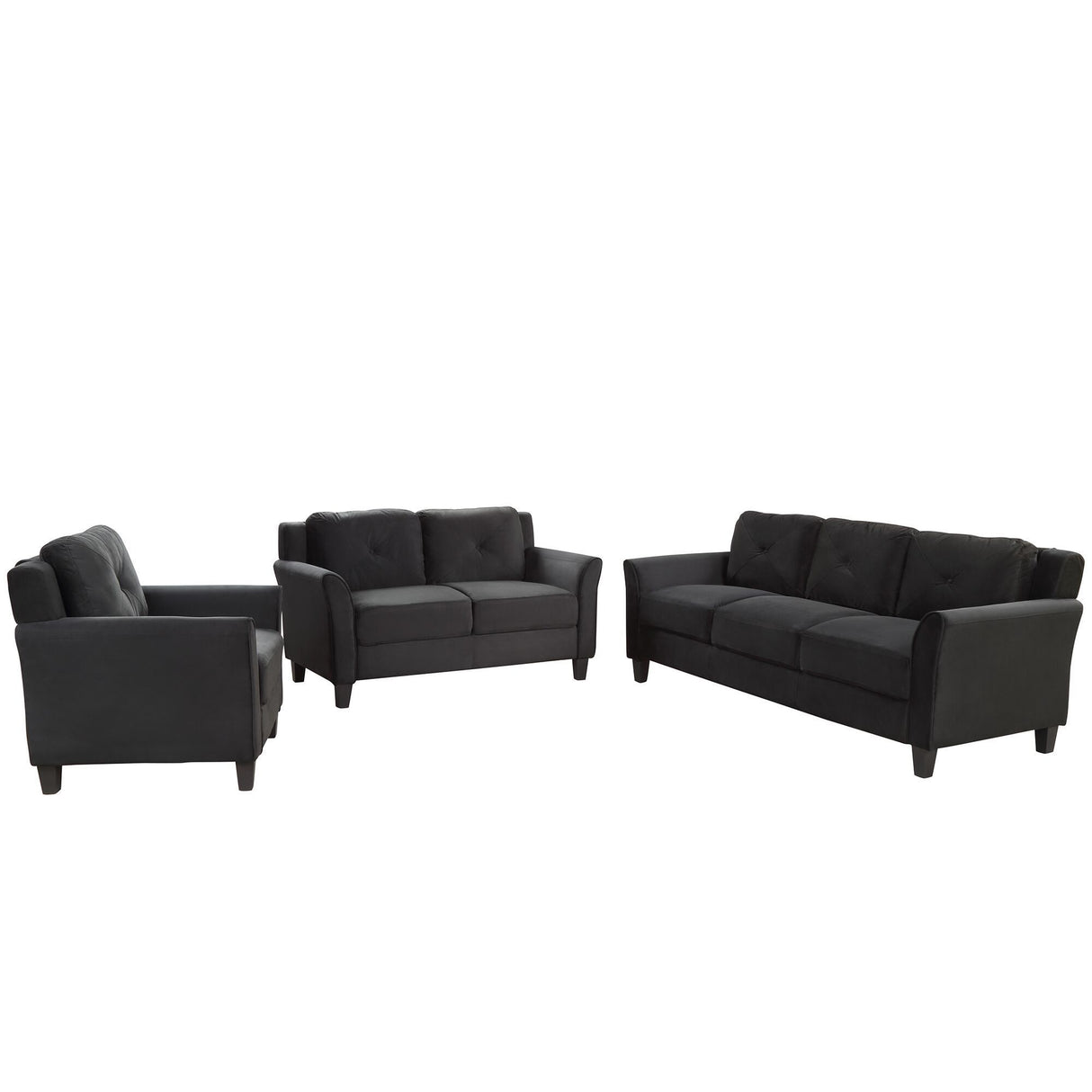 Button Tufted 3 Piece Chair Loveseat Sofa Set | Home Elegance USA