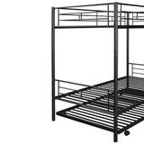 Twin-Over-Twin Metal Bunk Bed With Trundle,Can be Divided into two beds,No Box Spring needed ,Black ( old sku: MF194806AAB ) - Home Elegance USA