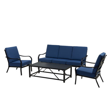 Winsor Premium Outdoor 4-Piece Deep Seating Set: Modern Patio Furniture, Conversation set with Comfortable Cushions, All-Weather & Durable Design