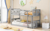 Twin Over Twin Bunk Bed with Ladder, Gray (Old SKU:LP000107AAE) - Home Elegance USA