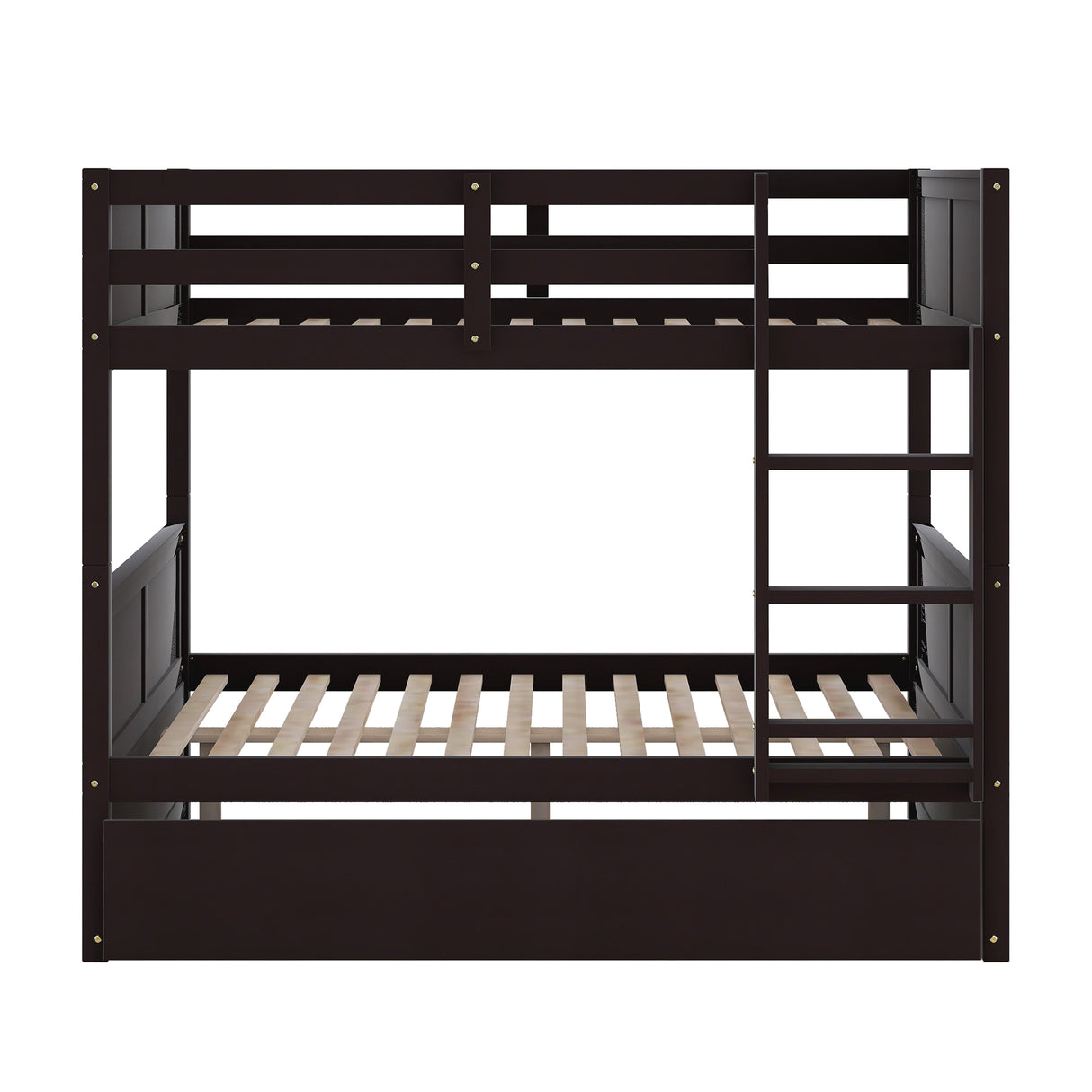 Full Over Full Bunk Bed with Twin Size Trundle, Espresso (old sku: LP000250AAP ) - Home Elegance USA