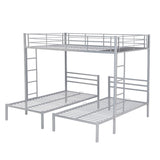 Full over Twin&Twin Size Bunk Bed with Built-in Shelf, Silver - Home Elegance USA