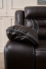 Reclining upholstered manual puller in faux leather, Brown 85.83*38.58*40.16 - Home Elegance USA