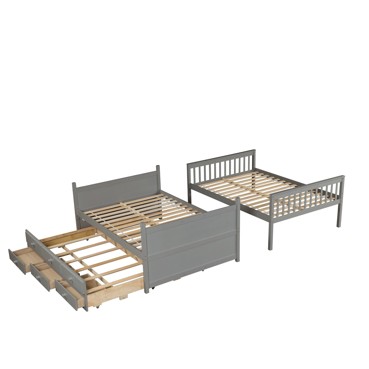 FULL OVER FULL BUNKBED WITH TWIN TRUNDLE AND 3 DRAWERS - Home Elegance USA