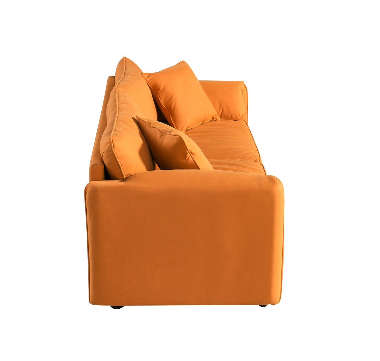 Modern Sofa loveseat, 75.6" Sofa Couch, Large deep seat Sofa, loveseat with Hardwood Frame, mid-Century upholstered Sofa for Living Room, Bedroom, Apartment (Orange)-2 Home Elegance USA