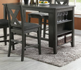 Modern Dark Brown Finish 5pc Counter Height High Dining Table w Storage Shelves 4x High Chairs Wooden Kitchen Breakfast Table Dining Room Furniture - Home Elegance USA