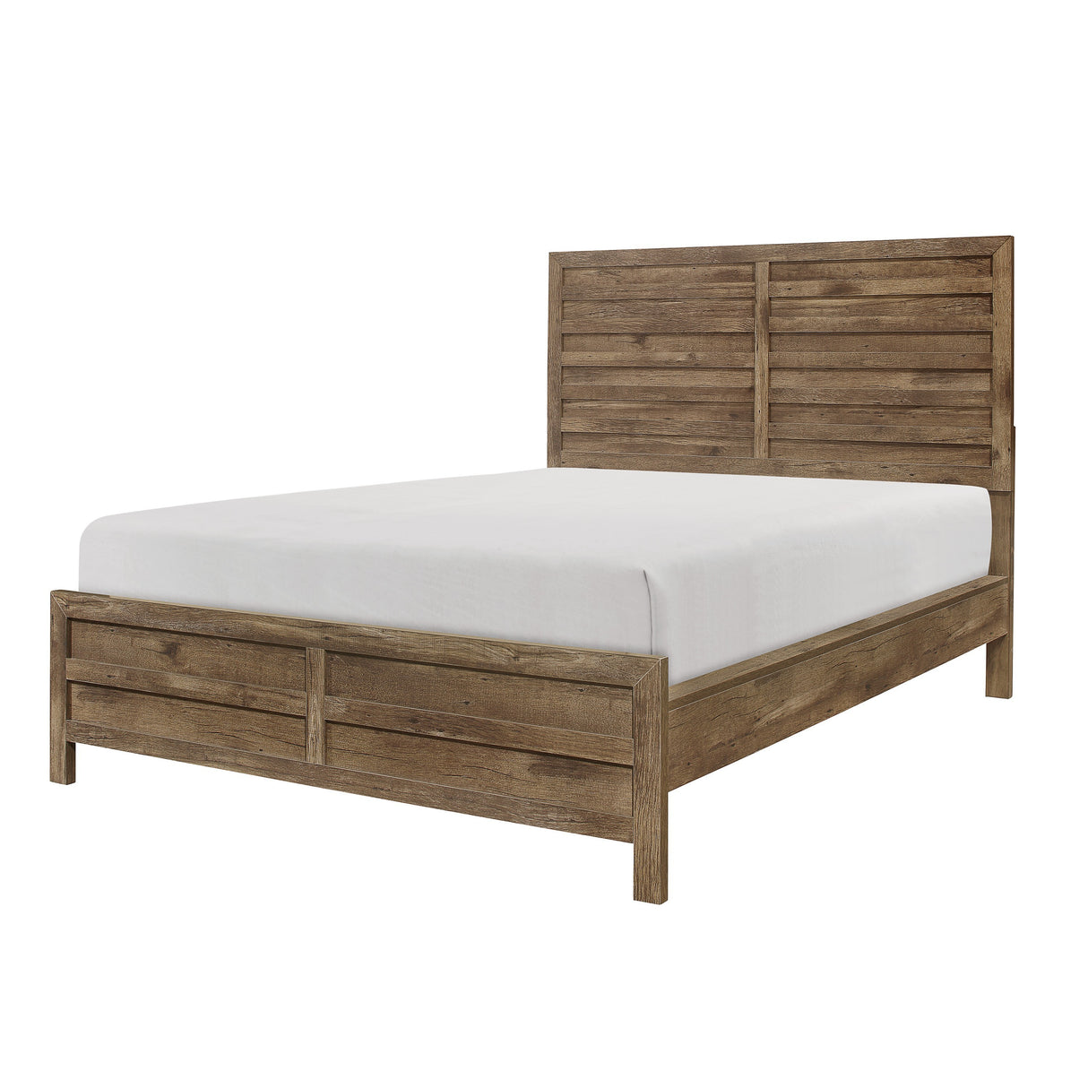 Weathered Pine Finish 1pc Queen Bed Modern Line Pattern Rusticated Style Bedroom Furniture - Home Elegance USA