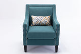 COOLMORE  accent armchair living room chair  with nailheads and solid wood legs Teal  linen - Home Elegance USA