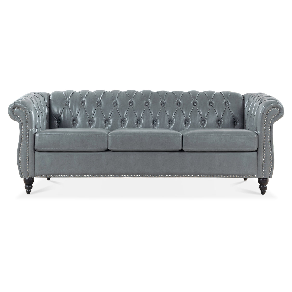 84.65" Rolled Arm Chesterfield 3 Seater Sofa. | Home Elegance USA