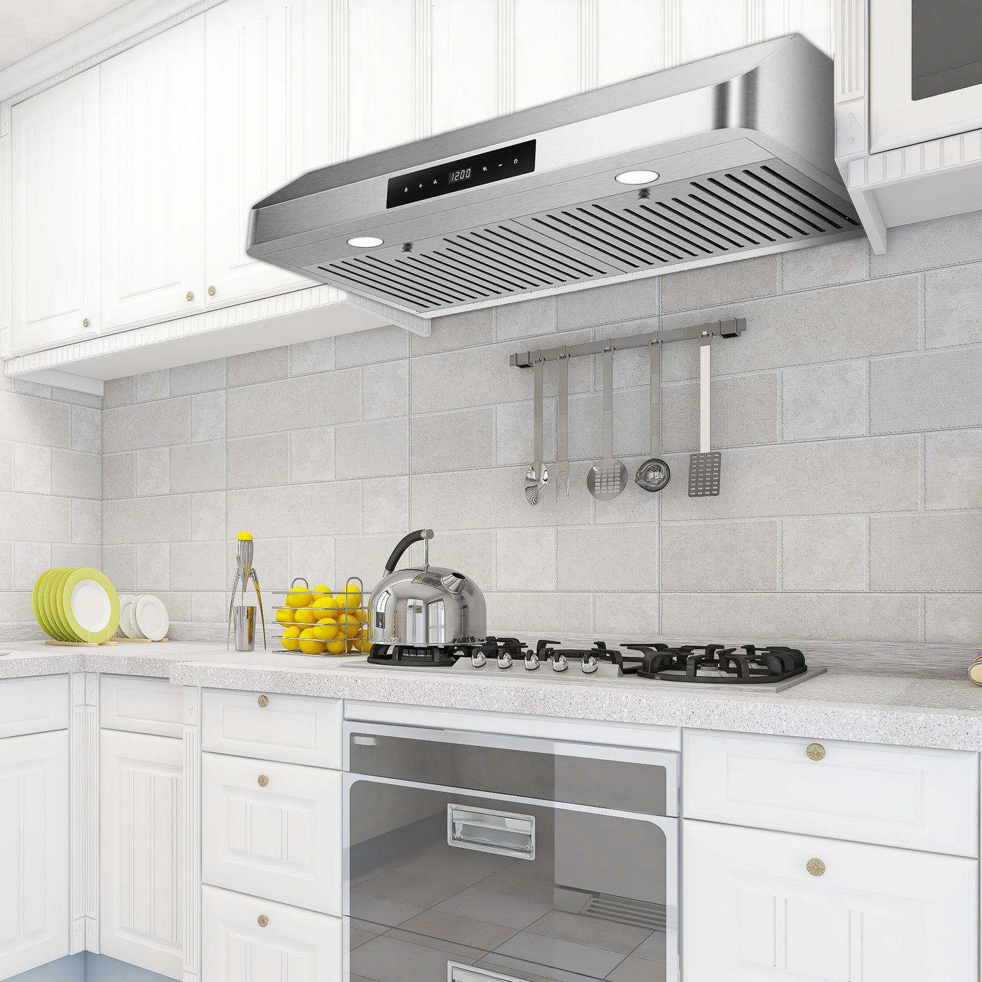 30 inch Under Cabinet Stainless Steel Range Hood with Dual Motors, LED Screen Finger Touch Control