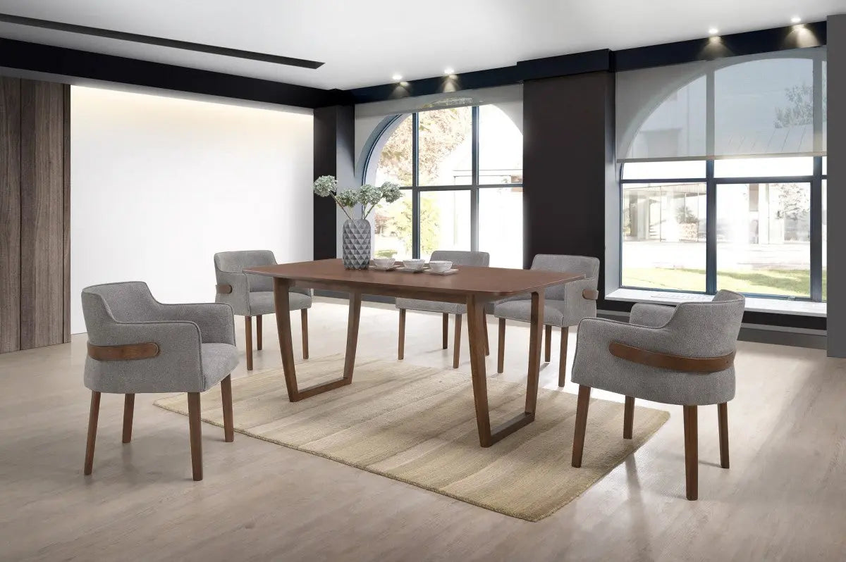 Vig Furniture - Modrest Jordan Modern Grey & Walnut Dining Bench - Vgmami-746-Gry