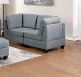 Living Room Furniture Corner Wedge Grey Linen Like Fabric 1pc Cushion Wedge Sofa Wooden Legs - Home Elegance USA