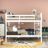 Full over Full Bunk Bed with Ladder for Bedroom, Guest Room Furniture-White(OLD SKU :LP000203AAK) - Home Elegance USA