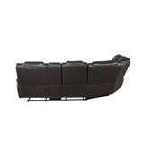 Hong Kong Power Reclining Sectional made with Faux Leather in Black - Home Elegance USA