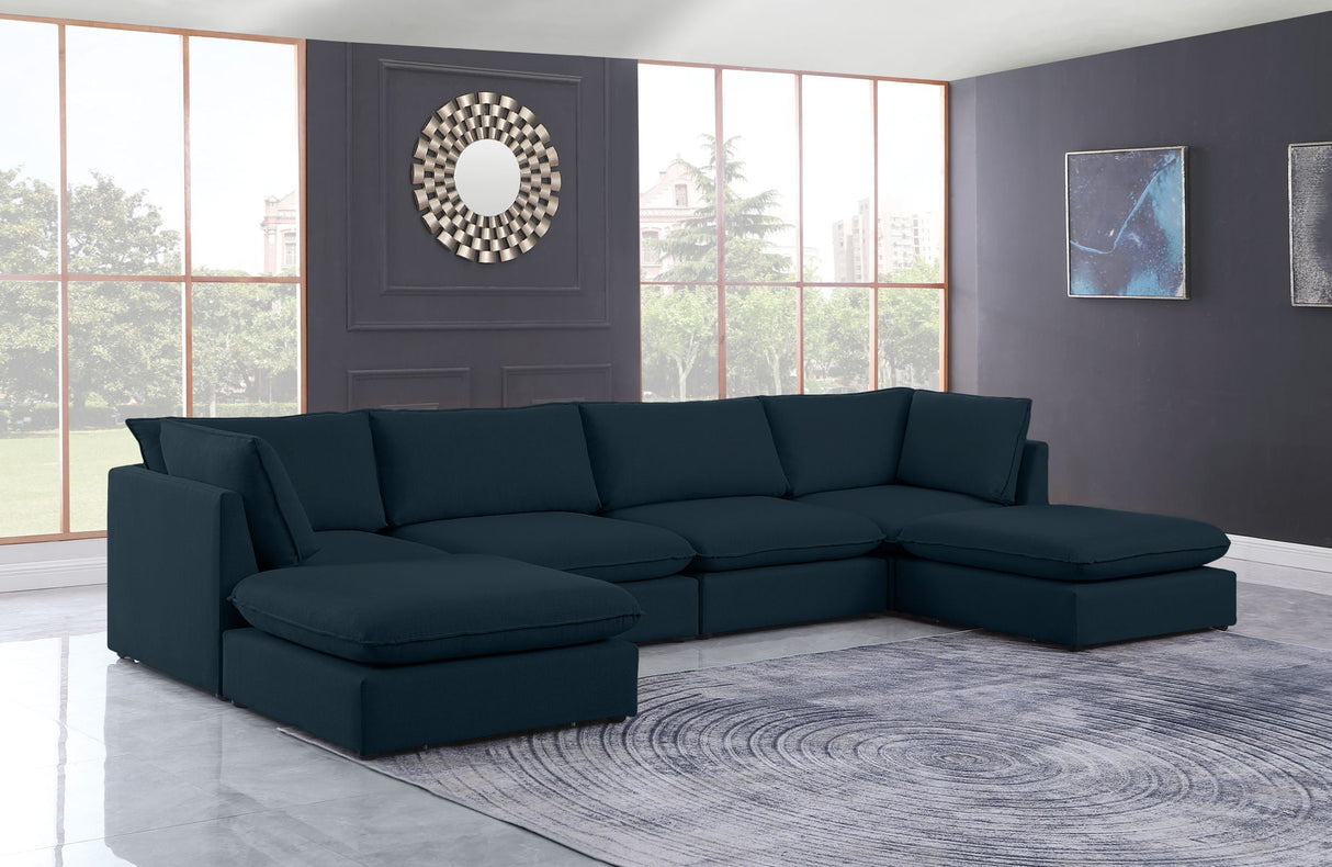 Mackenzie - Modular Sectional 6 Piece - Navy - Fabric - Modern & Contemporary - Home Elegance USA