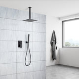 12 inch Ceiling Shower System Brushed Nickel Shower Combo Set for Bathroom, Rainfall Shower Faucet Ceiling Mounted Included Rough in Mixer Valve Body and Trim