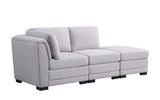 Kristin Light Gray Linen Fabric Reversible Sofa with Ottoman Home Elegance USA