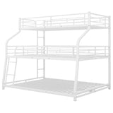 Twin XL/Full XL/Queen Triple Bunk Bed with Long and Short Ladder and Full-Length Guardrails,White - Home Elegance USA