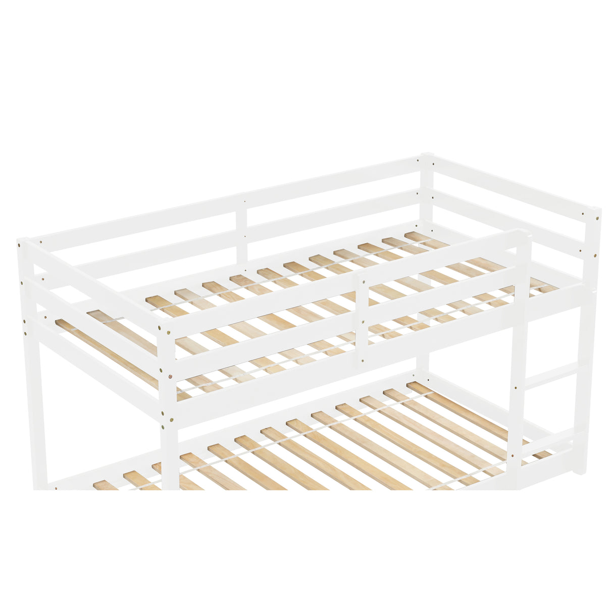 Twin over Twin Floor Bunk Bed, White(Old Sku:W50430320) - Home Elegance USA