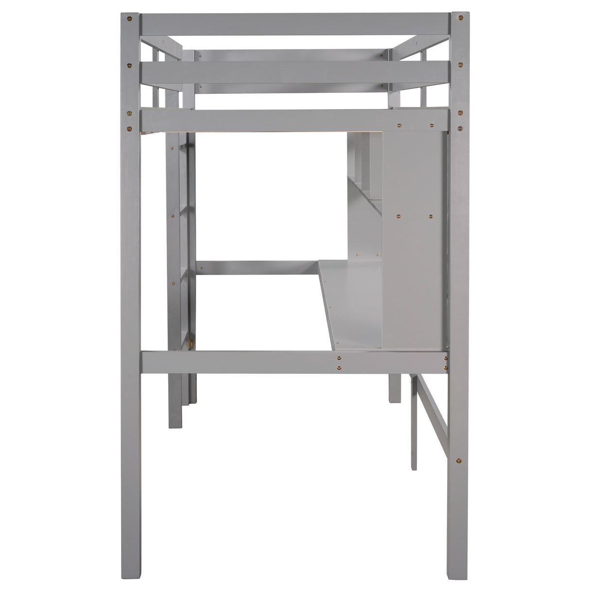 Twin Size Loft Bed with Convenient Desk, Shelves, and Ladder, White(Similar SKU:SM001302AAE) - Home Elegance USA