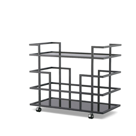 Vig Furniture Modrest Deakin - Black Stainless Steel and Black Glass Wine Rack