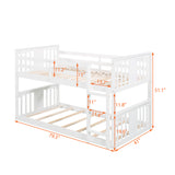 Twin Over Twin Bunk Bed with Ladder, White (Old SKU:LP000107AAK) - Home Elegance USA