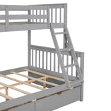 Twin-Over-Full Bunk Bed with Ladders and Two Storage Drawers(Gray)( old sku:LT000165AAE） - Home Elegance USA