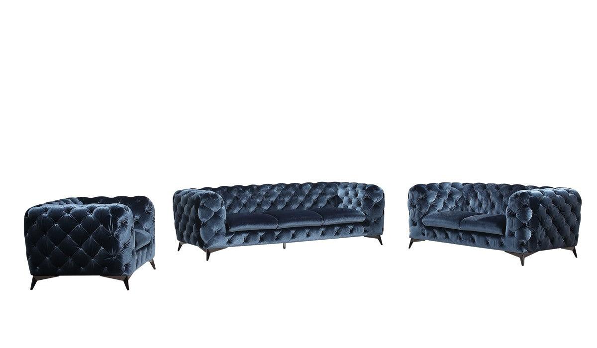 Divani Casa Delilah Modern Blue Fabric Loveseat Vgca1546 - Blu - Love | Home Elegance USA