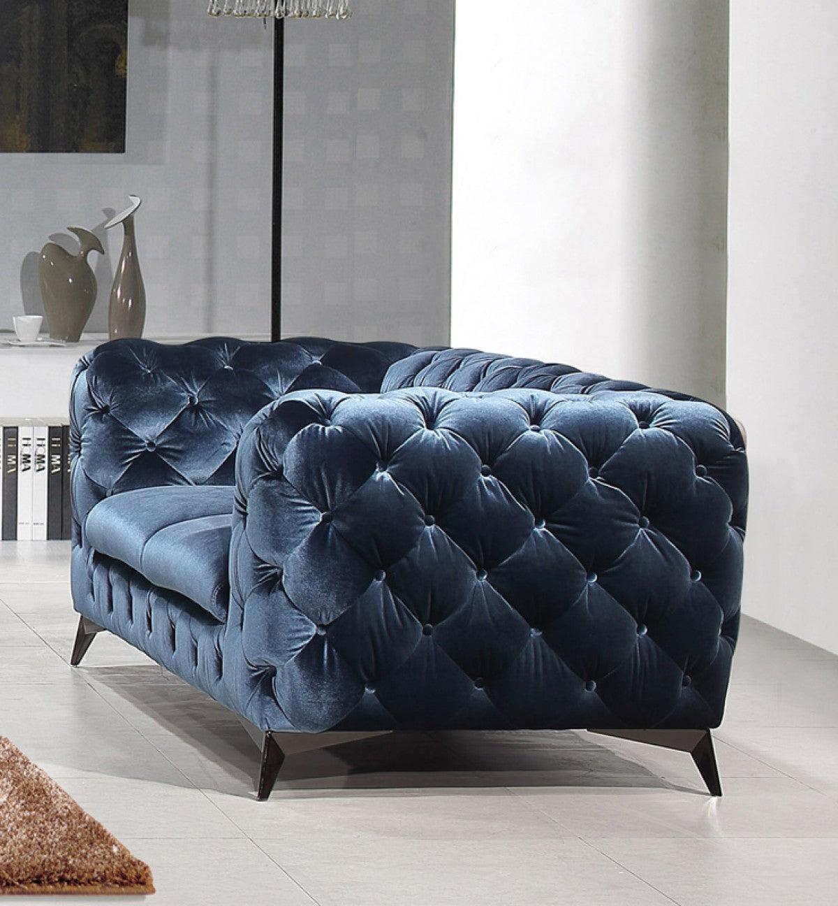 Divani Casa Delilah Modern Blue Fabric Loveseat Vgca1546 - Blu - Love | Home Elegance USA