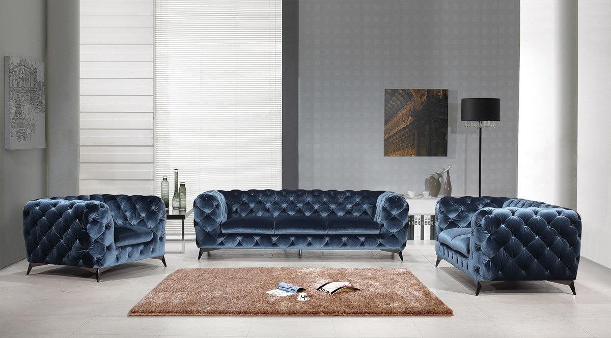 Divani Casa Delilah Modern Blue Fabric Loveseat Vgca1546 - Blu - Love | Home Elegance USA