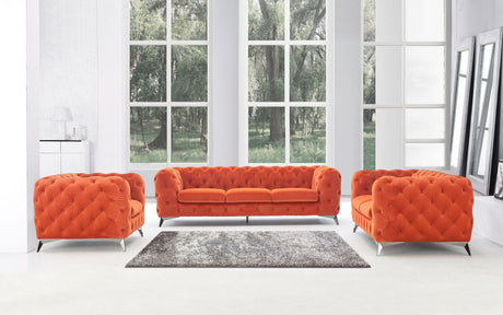Vig Furniture Divani Casa Delilah - Modern Orange Fabric Sofa Set