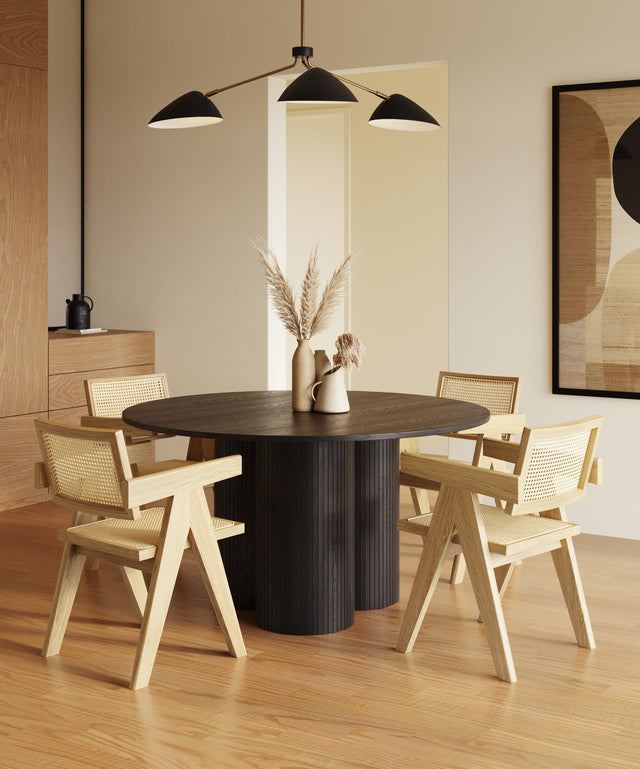 Vig Furniture Modrest Depew - Mid-Century Modern Black Oak Round Dining Table