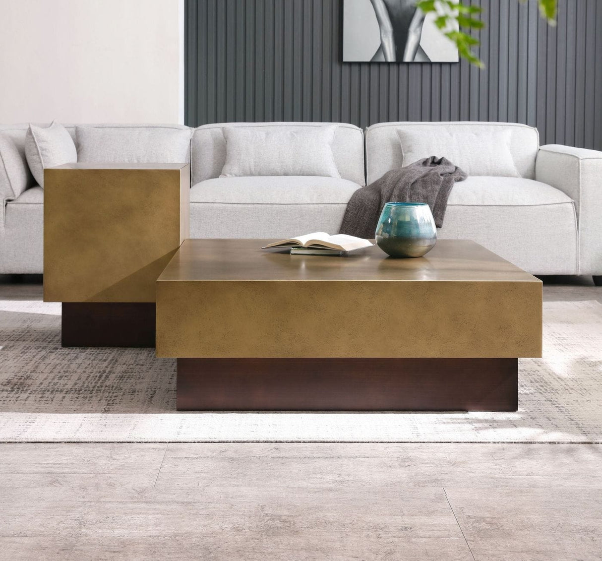 Vig Furniture Modrest Derek - Modern Metal & Antique Copper Coffee Table