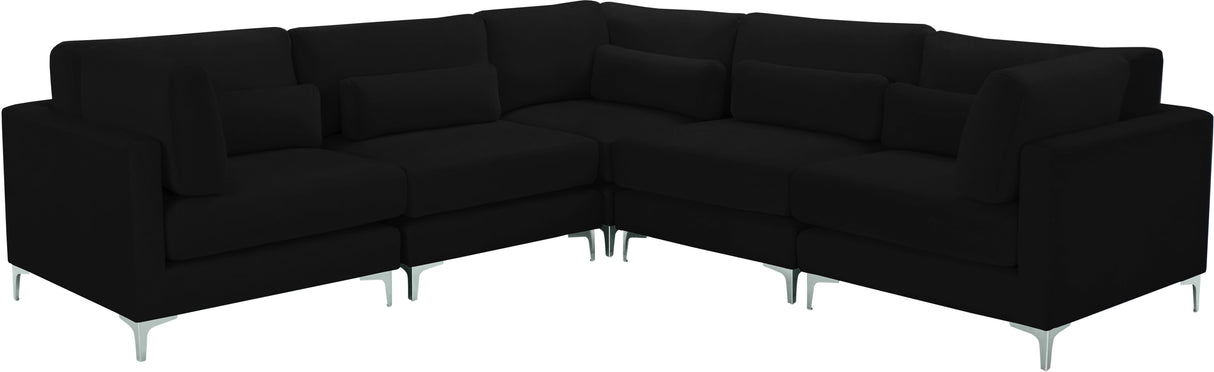 Julia - Modular Sectional 5 Piece - Black - Fabric - Home Elegance USA