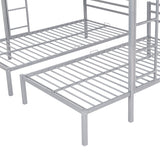 Full over Twin&Twin Size Bunk Bed with Built-in Shelf, Silver - Home Elegance USA